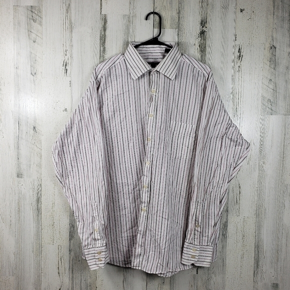 mens bcbgmaxazria pink and white striped button down shirt size XL - Picture 9 of 9